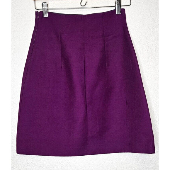 Miu Miu Womens Mini A Line Skirt 38 Purple High Rise Side Zip Cotton Italy US 2 - Picture 5 of 10